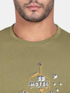 T-Base Men Green Printed T-Shirt