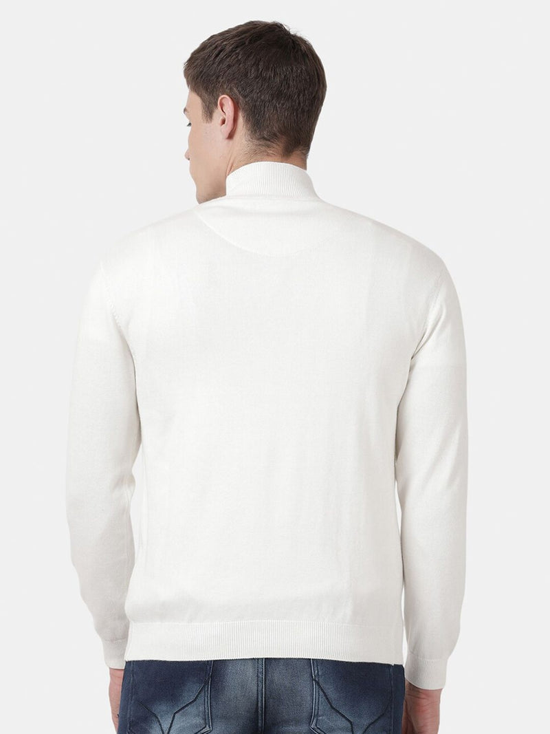 T-Base Men Solid White Pullover