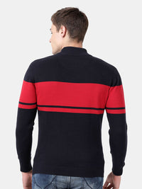 T-Base Men Red & Black Colourblocked Pullover