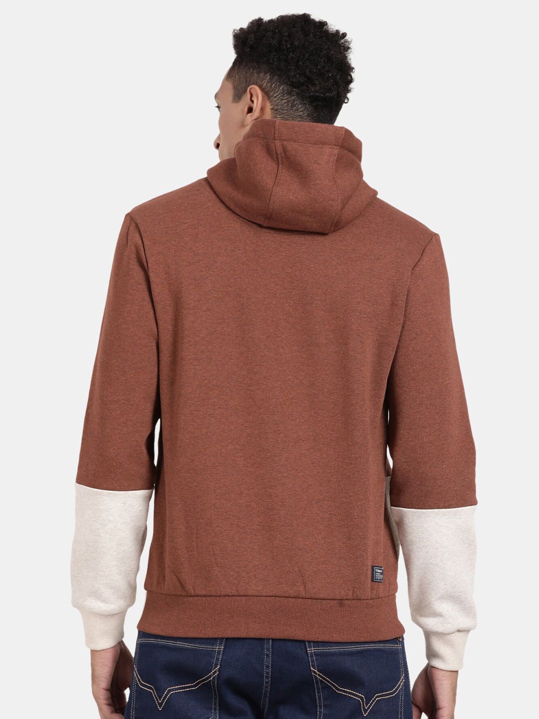 T-Base Colourblocked Hooded Cotton Sweatshirt