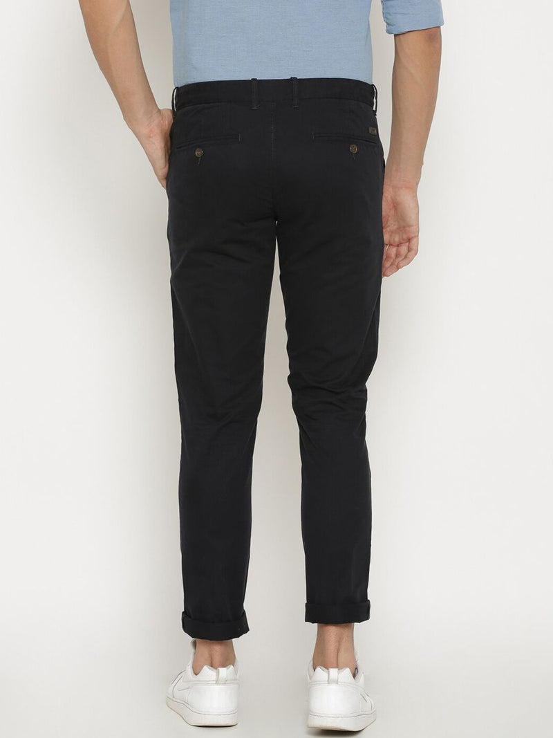 T-Base Men Navy Blue Easy Wash Chinos Trousers