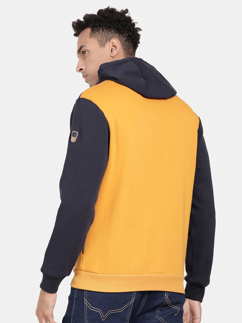 T-Base Colourblocked Hooded Cotton Sweatshirt