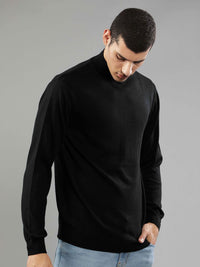 T-Base Men Black Ribbed Pullover