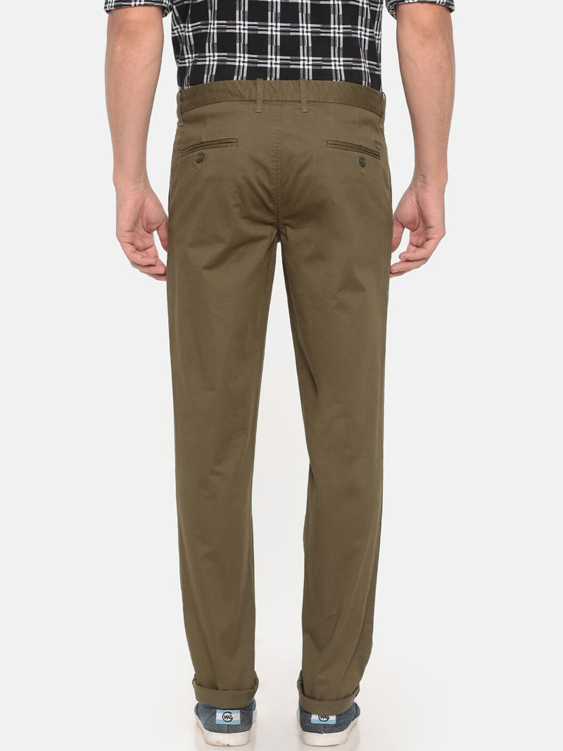 T-Base Men Green Easy Wash Trousers