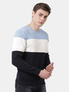 T-Base Men Navy Blue & White Colourblocked Striped Pullover