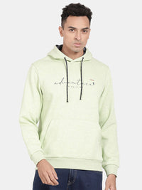 T-Base Typography Hooded Cotton Ribbed Sweatshirt