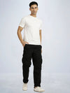 Black Solid Cargo Pants