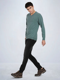 V Neck Lambswool Porcelain Full Sleeve Pullover