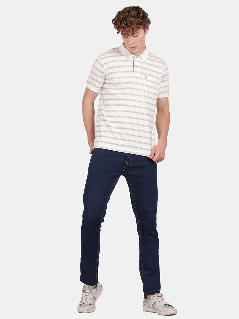 STRIPER POLO COLLAR T-SHIRT