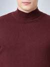 High Neck Wine Full Sleeve Pullover