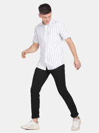 Half Sleeve White Striper Shirt