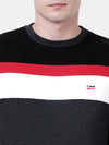 T-Base Men Black Striped Sweatshirt