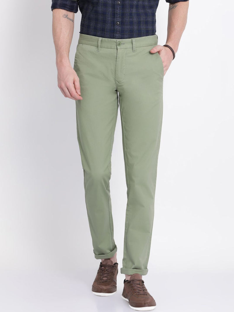 T-Base Men Green Easy Wash Trousers