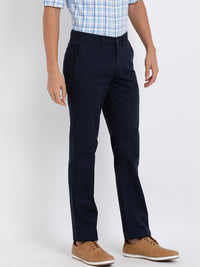 T-Base Men Navy Blue Easy Wash Trousers