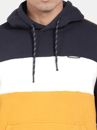 T-Base Colourblocked Hooded Cotton Sweatshirt