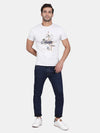 T-Base Men White Printed Cotton T-Shirt