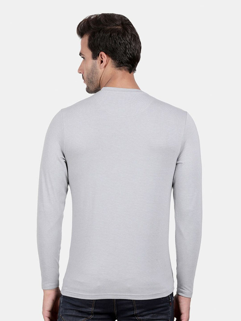 T-Base Men Grey Solid Cotton T-Shirt