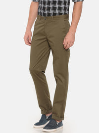 T-Base Men Green Easy Wash Trousers