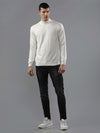 High Neck Off White Full Sleeve Pullover