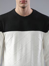 T-Base Men Black & White Colourblocked Pullover