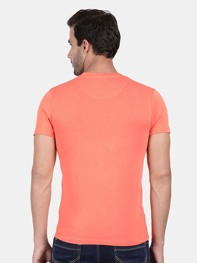 T-Base Men Orange Printed T-Shirt