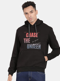 T-Base Typography Printed Hooded Cotton Sweatshirt