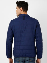 t-base Men Navy Blue Solid Lightweight Padded Jacket