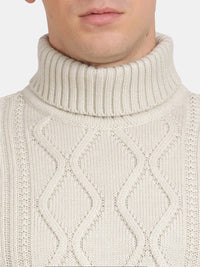 T-Base Turtle Neck Long Sleeves Cable Knit Pullover