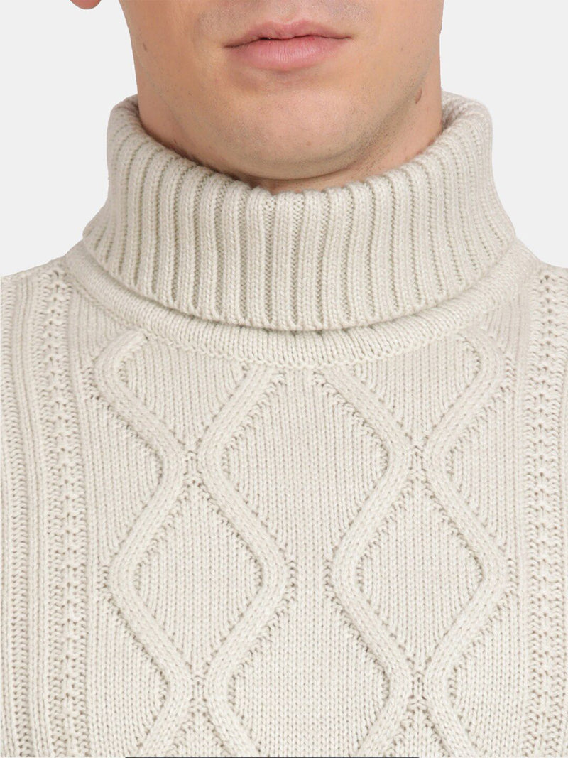 T-Base Turtle Neck Long Sleeves Cable Knit Pullover