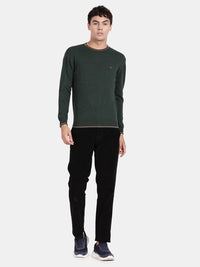 Crew Neck Dark Pine Melange Full Sleeve Pullover