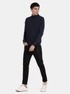 Turtle Neck Deep Indigo Melange Full Sleeve Pullover