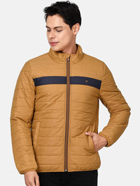 T-base Men Yellow Colourblocked Lightweight Puffer Jacket