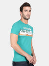 T-Base Men Green Printed T-Shirt