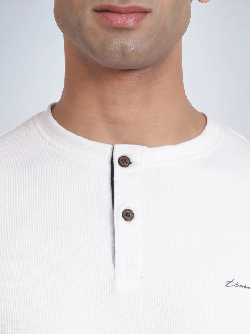 Half Sleeve Broken White Henley T-Shirt