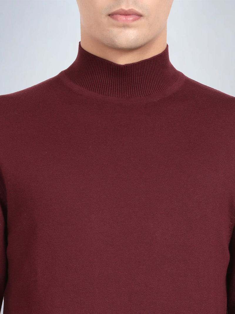 High Neck Port Wine Full Sleeve Pullover