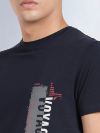 Half Sleeve Navy Crew Neck T-Shirt