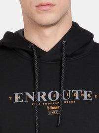 T-Base Men Typography Printed Hooded Sweatshirt