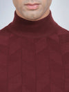 High Neck Wine Full Sleeve Pullover