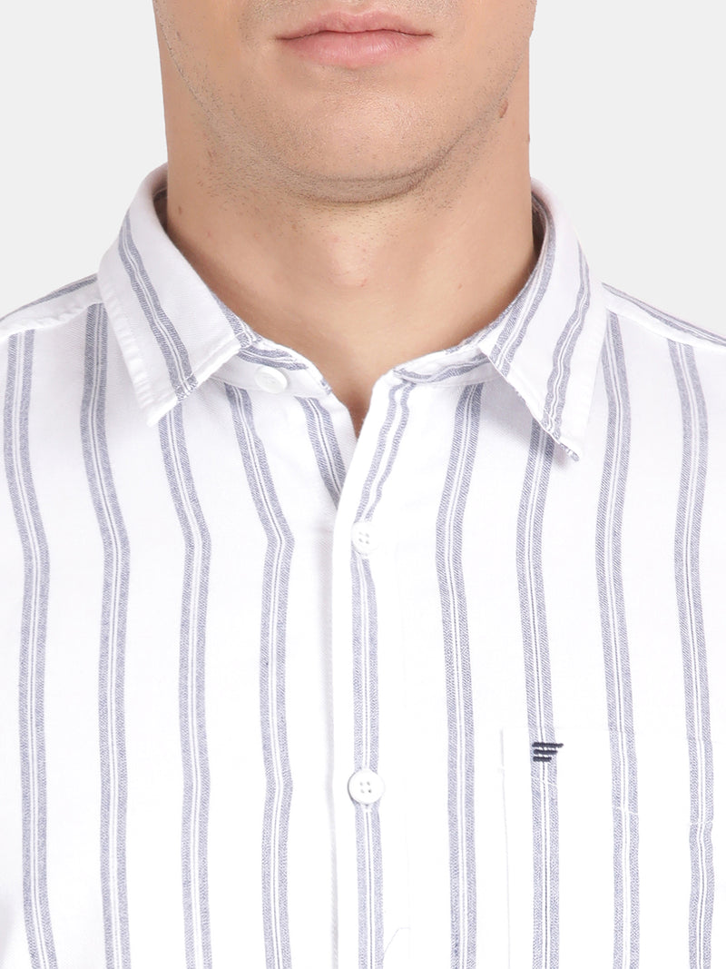 Half Sleeve White Striper Shirt