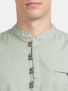 Half Sleeve Airforce Cotton Kurta Linen Shirt