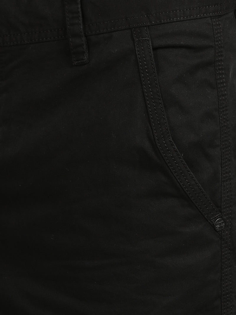 Black Solid Cargo Pants