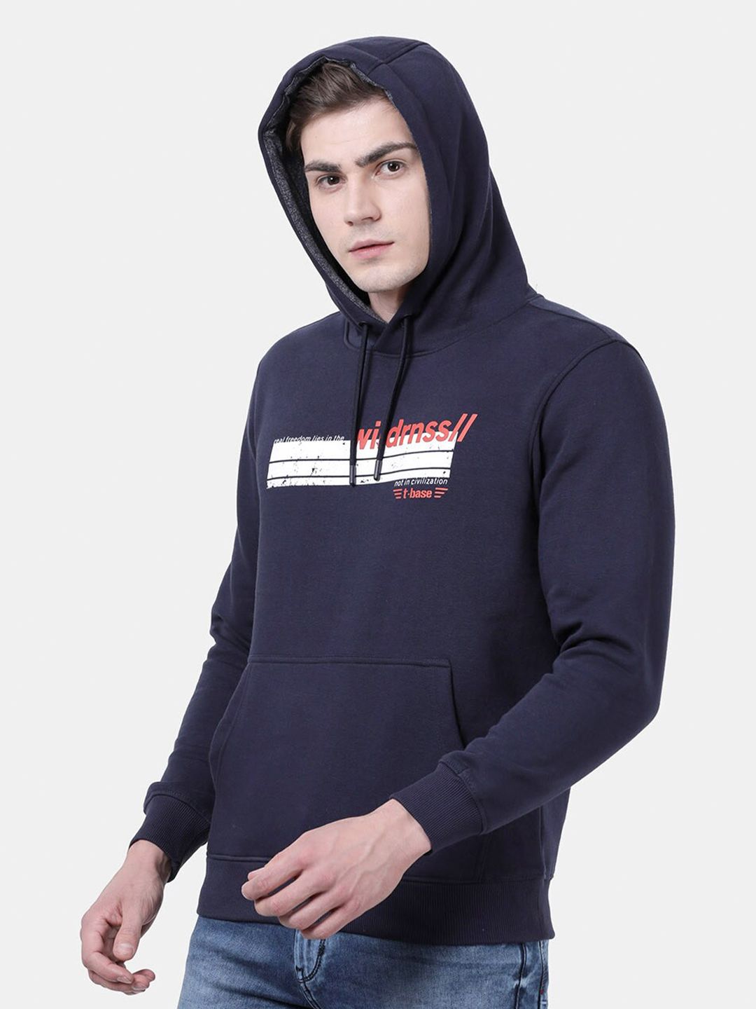 T-Base Men Navy Blue Printed Sweatshirt