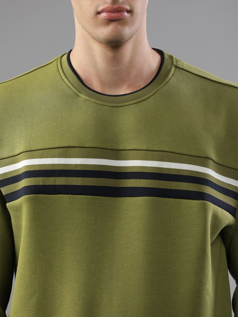 T-Base Striped Round Neck Long Sleeve Pullover Sweatshirt