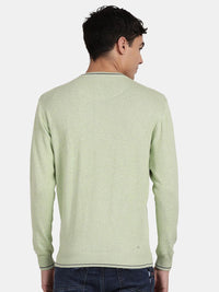 Crew Neck Meadow Green Melange Full Sleeve Pullover