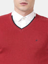 T-Base Men Red Half Sleeve Sweater Vest