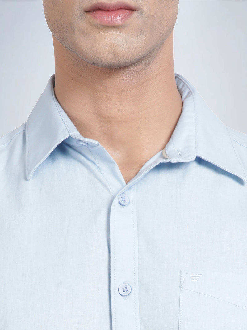 Full Sleeve Sky Blue Cotton Linen Shirt