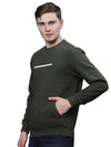 T-Base Men Green Solid Cotton Sweatshirt