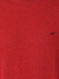 T-Base Men Red Solid Cotton Pullover