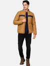 T-base Men Yellow Colourblocked Lightweight Puffer Jacket