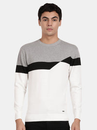 T-Base Colourblocked Cotton Pullover Sweater